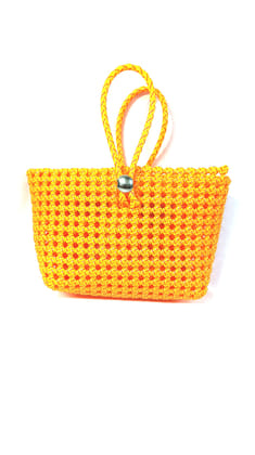 Handmade yellow plastic string bag