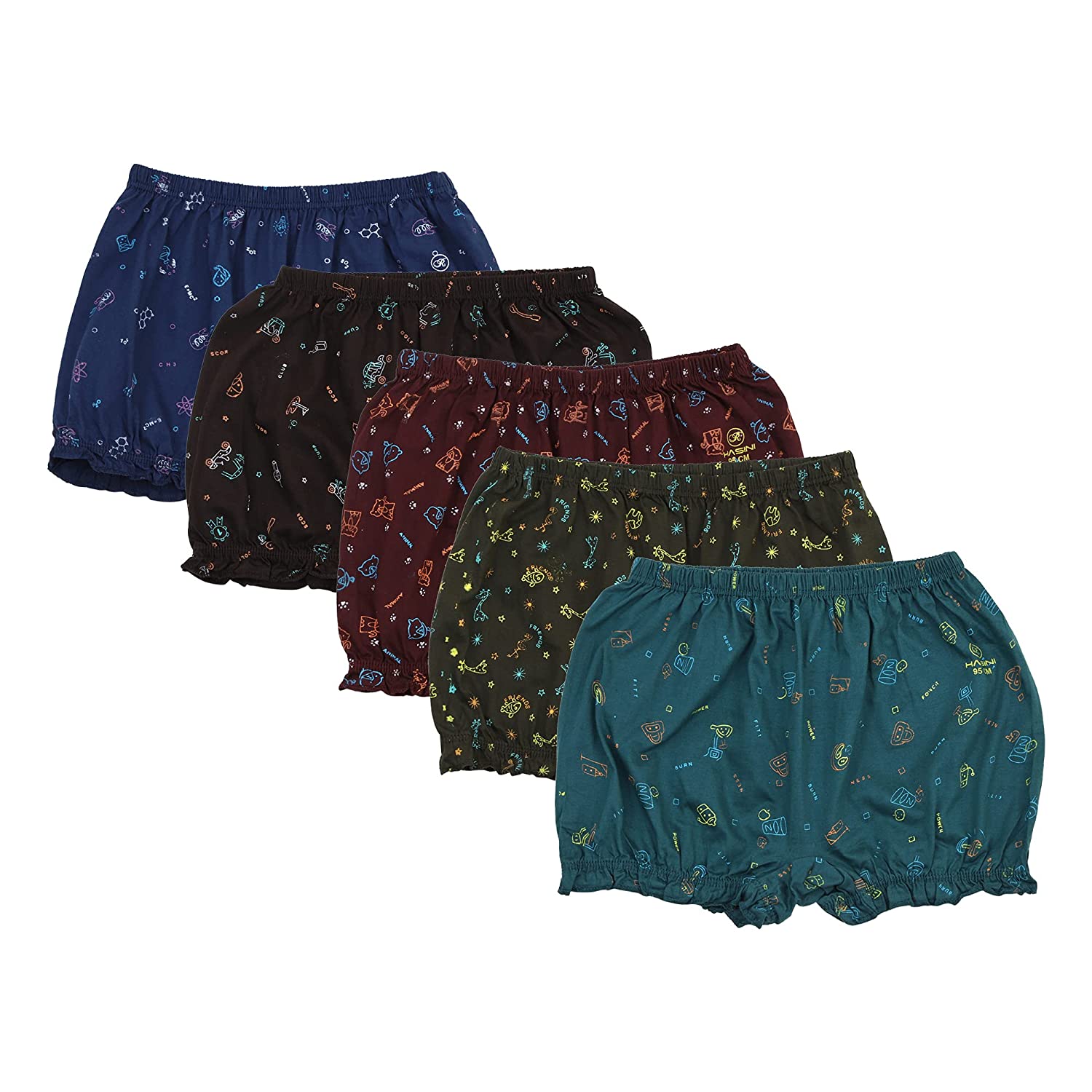 Combo of 5 - Women Daily Wear Classy Printed Bloomer Panties - Multi-colour.