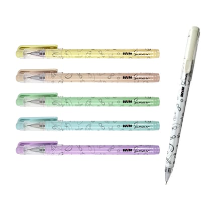 WIN Summer Ball Pens | 30 Pens (20 Blue Ink & 10 Black Ink) | Assorted Pastel Body Colours | 0.7 mm Tip | Smooth Writing | Stationary Items | Pens for Students