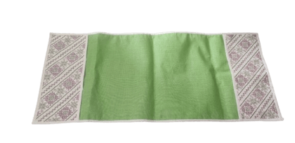  Embroidered table runner with green center panel