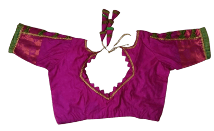  Women's Pink Cotton Silk Saree Blouse With Elbow Sleeves