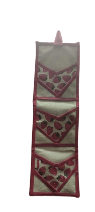  Strawberry Print Jute Wall Hanging Organizer