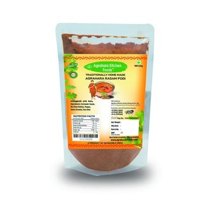 Agrahara Kitchen Foods Homemade Authentic Rasam Podi Powder Masala - Traditional South Indian Spice Blend for Flavorful Rasam - 200gm