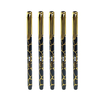 WIN Aurus Ball Pens | 20 Black Ink Pens | Gold Design Body | 0.7 mm Tip | Golden Finish Cap | Elastro Grip | Pens for Writing | Corporate Gifting | Premium