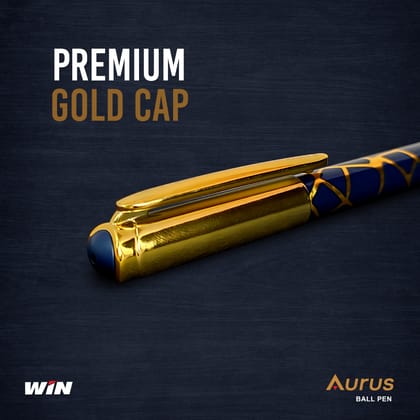 WIN Aurus Ball Pens | 30 Pens (20 Blue Ink & 10 Black Ink) | Gold Design Body | 0.7 mm Tip | Golden Finish Cap | Elastro Grip | Smooth Writing | Luxury Gift Set | Elite Pen For Corporate Purposes