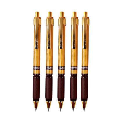 TOTEM Vintage Ball Pens | 20 Blue Ink Pens | Elegant Wooden Body Design | 0.7 mm Tip | Rubber Elastro Grip | Smooth Writing | Pens for Gifting | Retractable Pens | Click Pens | Office Stationary