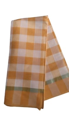 Vani Handlooms Pure cotton Saree- plain mustard yellow  colour with blowse piece