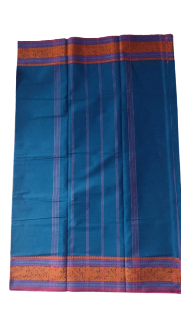 Vani Handlooms Pure cotton Saree- cobalt  colour with blowse piece