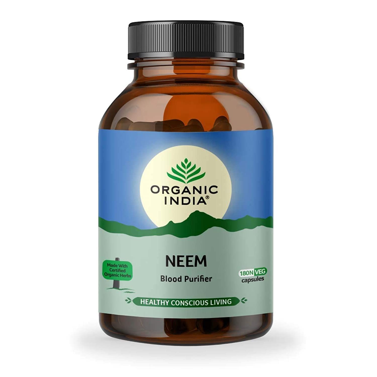 Organic India Neem Ayurvedic Capsules || Blood Purifier Anti Acne || Anti Bacterial and Fungal Infections || Skin Wellness || Chronic UTI - 180 Capsules