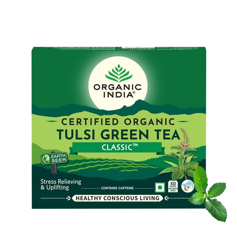 ORGANIC INDIA Tulsi Green Classic Tea 50 Tea Bags - Green