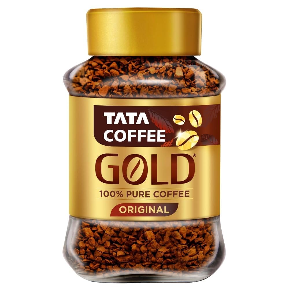 Tata Coffee Gold Original, Instant & Pure Coffee Jar, 90/95 Gm, Freeze-Dried, Rich & Strong, Specially Sourced Robusta And Arabica Bean