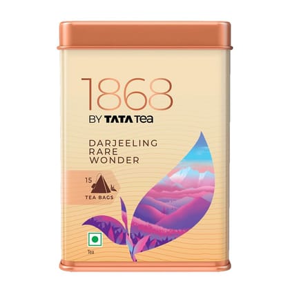 1868 by Tata Tea Darjeeling Rare Wonder Tea Bags, Premium Darjeeling Tea, Handpicked from the Hills of Darjeeling, 15 Tea Bags