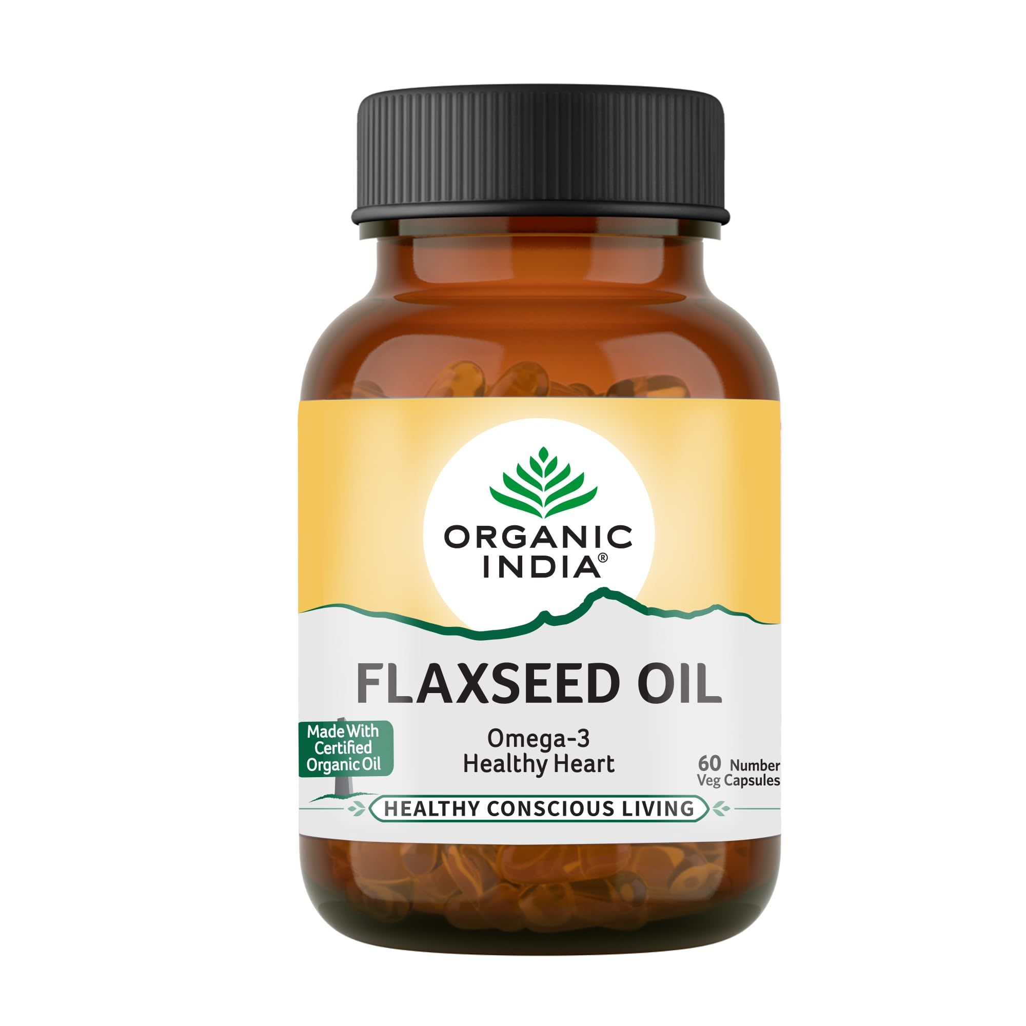 ORGANIC INDIA Flaxseed Oil 60 Capsules Bottle (pack of 2)