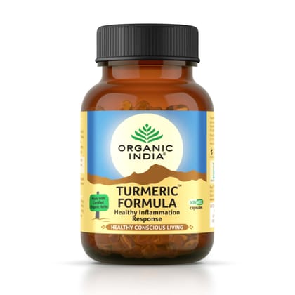 Organic India Turmeric Bottle | Strong anti-inflammatory | Enhances Skin, Bone, and Joint Health - 60 Capsules