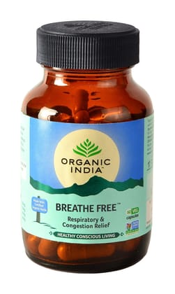 Organic India Breathe Free - Pack of 60 Capsules Bottle