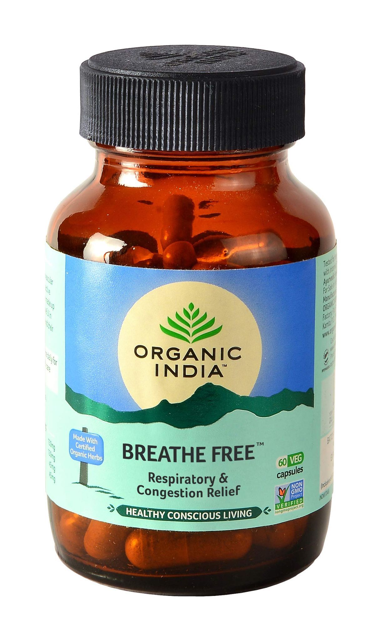 Organic India Breathe Free - Pack of 60 Capsules Bottle