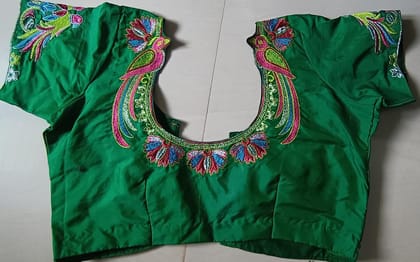 Ready Made Green blouse with intricate bird embroidery work