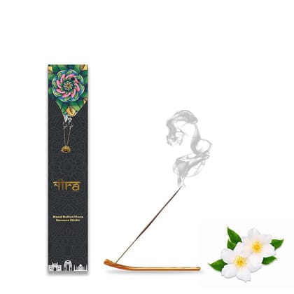 NIRA Fragrances Jasmine Fragrance 40 Incense Stick Combo 100% Natural & Organic Cow Dung Handmade Agarbatti Best for Morning and Evening Pooja, Meditation, and Aromatherapy, Yoga