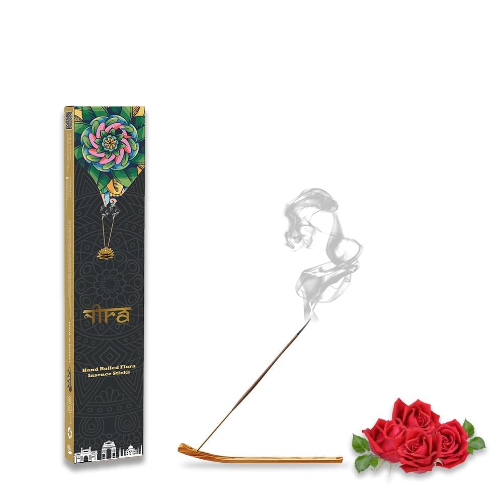 NIRA Fragrances Rose Fragrance 40 Incense Stick Combo 100% Natural & Organic Cow Dung Handmade Agarbatti Best for Morning and Evening Pooja, Meditation, and Aromatherapy, Yoga