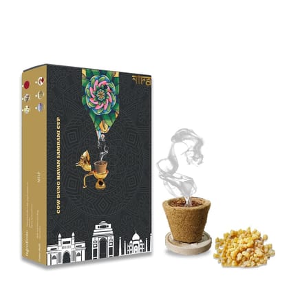 Nira Fragrances LobanIncense sambrani Cups I 12 Havan Pcs + 1 Free Stand I Natural Cow Dung Dhoop Havan Cup I Dhuni for Pooja I Organic Fragrance