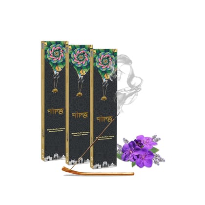 NIRA Fragrances Lavender Fragrance 120 Incense Stick Combo 100% Natural & Organic Cow Dung Handmade Agarbatti Best for Morning and Evening Pooja, Meditation, and Aromatherapy, Yoga