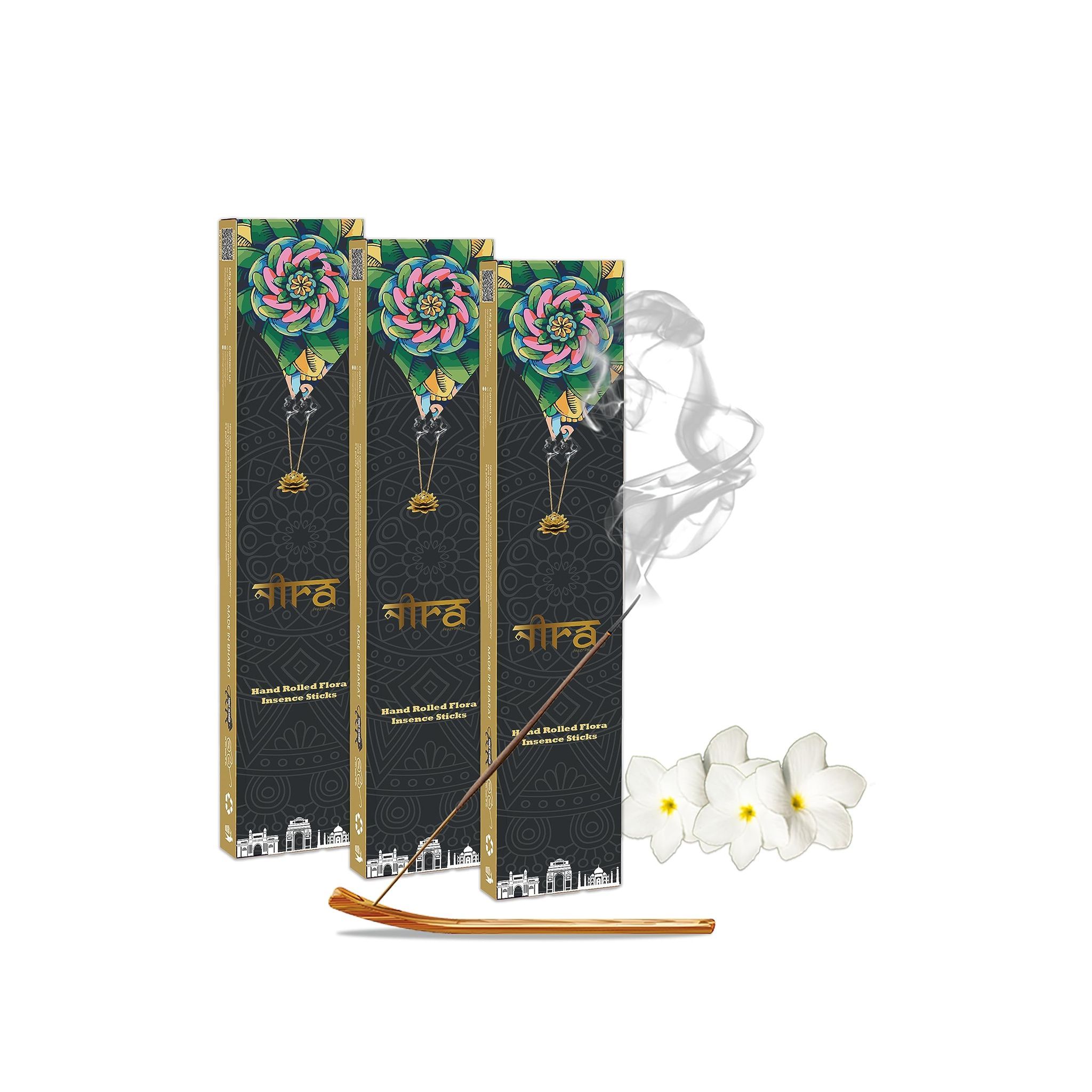 NIRA Fragrances Nag Champa Fragrance 120 Incense Stick Combo 100% Natural & Organic Cow Dung Handmade Agarbatti Best for Morning and Evening Pooja, Meditation, and Aromatherapy, Yoga