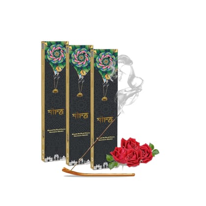 NIRA Fragrances RoseFragrance 120 Incense Stick Combo 100% Natural & Organic Cow Dung Handmade Agarbatti Best for Morning and Evening Pooja, Meditation, and Aromatherapy, Yoga