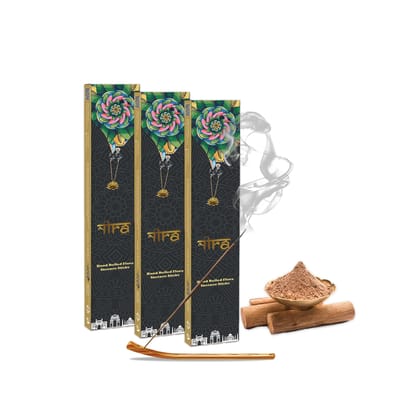 NIRA Fragrances SAndalwood Fragrance 120 Incense Stick Combo 100% Natural & Organic Cow Dung Handmade Agarbatti Best for Morning and Evening Pooja, Meditation, and Aromatherapy, Yoga