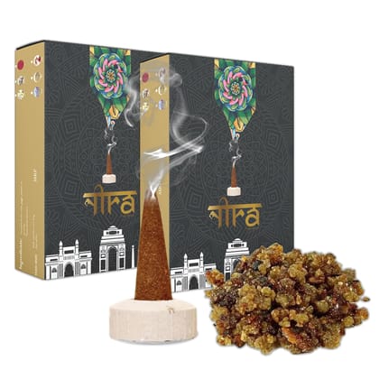 Nira Fragrances Natural Cow Dung Incense Cones |100 Organic Dhoop Cones with Guggal Fragrances | Best for Pooja, Meditation, and Aromatherapy | Free Dhoop Stand Included