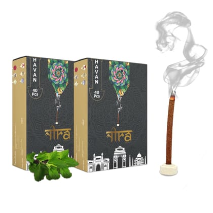 NIRA Fragrances Natural & Organic HavenLong Lasting Fragrance Cow Dung Dhoop Sticks for Pooja 80 Pices Bambooless charcoal free Incense Sticks for Ideal for Prayers Free Dhup Stick Stand