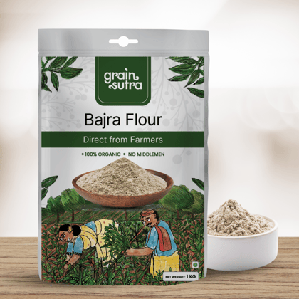 Grain Sutra Unpolished Bajra Flour, 1 kg | 100% Natural | Pearl Millet Flour | Bajra Atta | Rich in Fiber & Nutrients