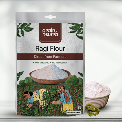 Grain Sutra Unpolished Ragi Flour, 1 kg | 100% Natural | Finger Millet Flour | Nachni Atta | Kelvaragu Flour | Rich in Calcium & Protein