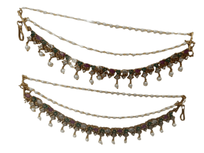 Indian Traditional Gold Covering Maang Tikka with Pearls and Beads