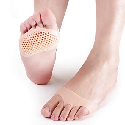 WUGO::Silicone Gel Half Toe Sleeve Anti-Skid Forefoot Soft Pads for Pain Relief heel front socks silicone Heel Protector foot Gel Socks for Repair Dry Cracked Skins (Free Size)