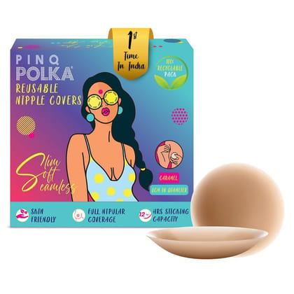 PINQ POLKA Reusable Nipple Covers For Women I Pasties I Ultra Thin |Seamless I CARAMEL Colour 2 Pcs