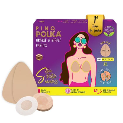 PINQ POLKA Breast Lift Tape Pasties and Nipple Pasties I Boob Lift I Invisible I DD-E Cups I 16 PCS