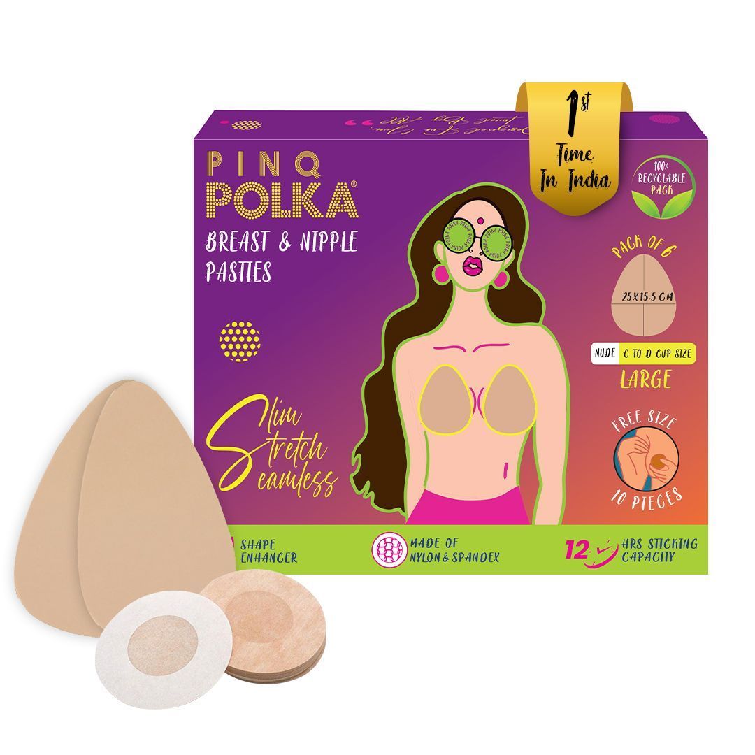 PINQ POLKA Breast Lift Tape Pasties and Nipple Pasties I Boob Lift I Invisible I C-D Cups I 16 PCS