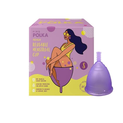 PINQ POLKA Premium Reusable Menstrual Cup|Small|for Women with Heavy Flow or Post Vaginal Delivery|Ultra Soft and Odour Free|100% Medical Grade Silicon|No Leakage I Protection Upto 10 Hrs| 1 Piece