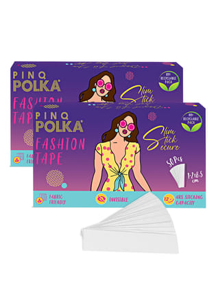 PINQ POLKA Premium Double Sided Fashion Tape for Invisible Clothing to Hold your Cloths Securely Against Your Skin or Undergarments|100 Pieces