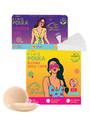 PINQ POLKA Premium Double Sided Fashion Tape (50pcs) and Reusable Silicone Nipple Cover(2pcs)