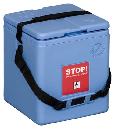 FAIRBIZPS 4 Ice Pack Vaccine Storage Carrier Box Portable CFC- Free Polyurethane Controller Vaccine Storage Box with Integral, Hinged Lid & Stopper 3.36 Ltr Blue