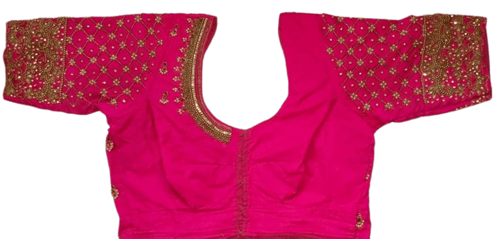 Embroidered Pink  Blouse With Zari Work