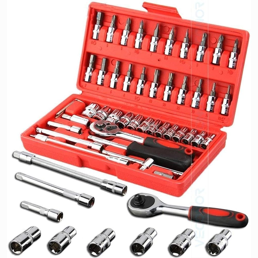 46 in 1 Pcs Tool Kit & Screwdriver and Socket Set