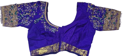  Women's Embroidered Silk Saree Blouse with Zari and Stone Work