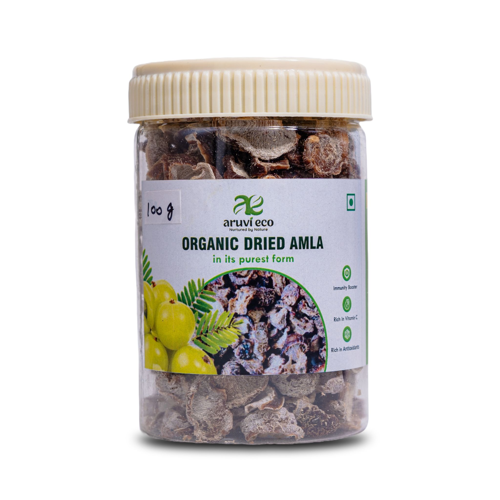 Organic Dried Amla - 100% Natural, Directly Produced from Our Garden, Rich in Vitamin C, No Artificial Flavors or Colors, No Preservatives - 100g