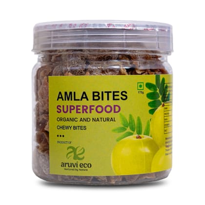 Organic Amla Salted Bites with Ginger and Lemon - Made with 100% Natural Dried Amla Grown in our Farm, No Artificial Flavors or Colors, No Preservatives 175g