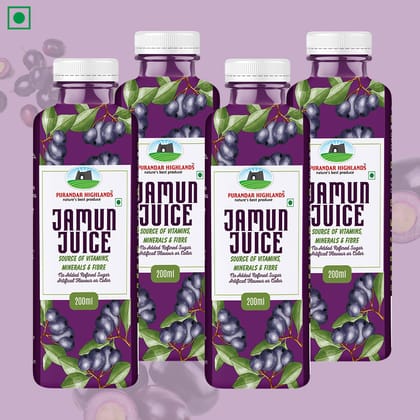 Jamun Juice by Purandar Highlands - Nature's Best Produce - 200 ml - Pack of 4