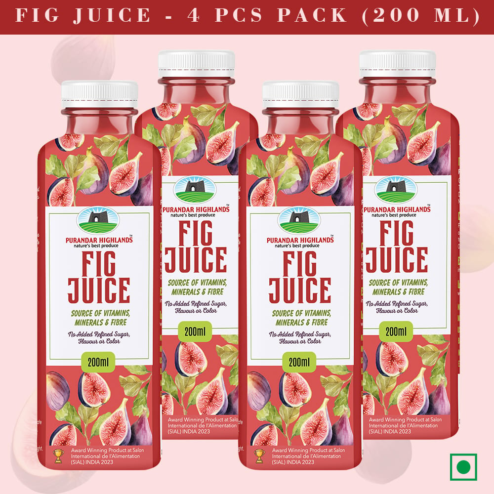 India's First Fig Juice by Purandar Highlands - Nature's Best Produce - 200 ml - Pack of 4