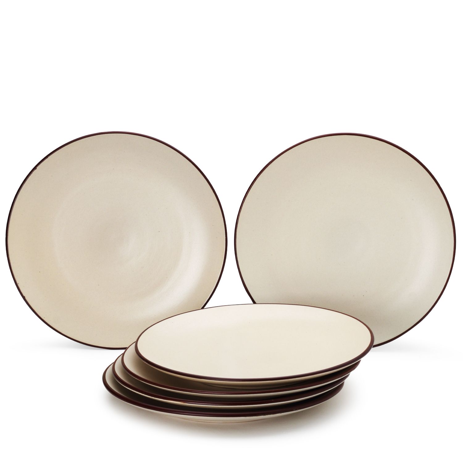 Handcrafted Reactive Glaze Ceramic Dinner Plates, 6 Pieces Serving for 6, Microwave and Dishwasher Safe, Bone-ash Free, Full Plate Set Crockery for Dining and Gifting, Off White