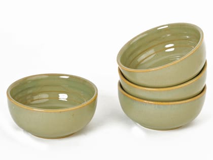 Chip Resistance Porcelain Bowls Set of 4 (180ml) for Serving Vegetable, Dal, Cereal, Mixing Bowl for Snack, Microwave and Dishwasher Safe, Perfect for Dining and Gifting, Olive Green